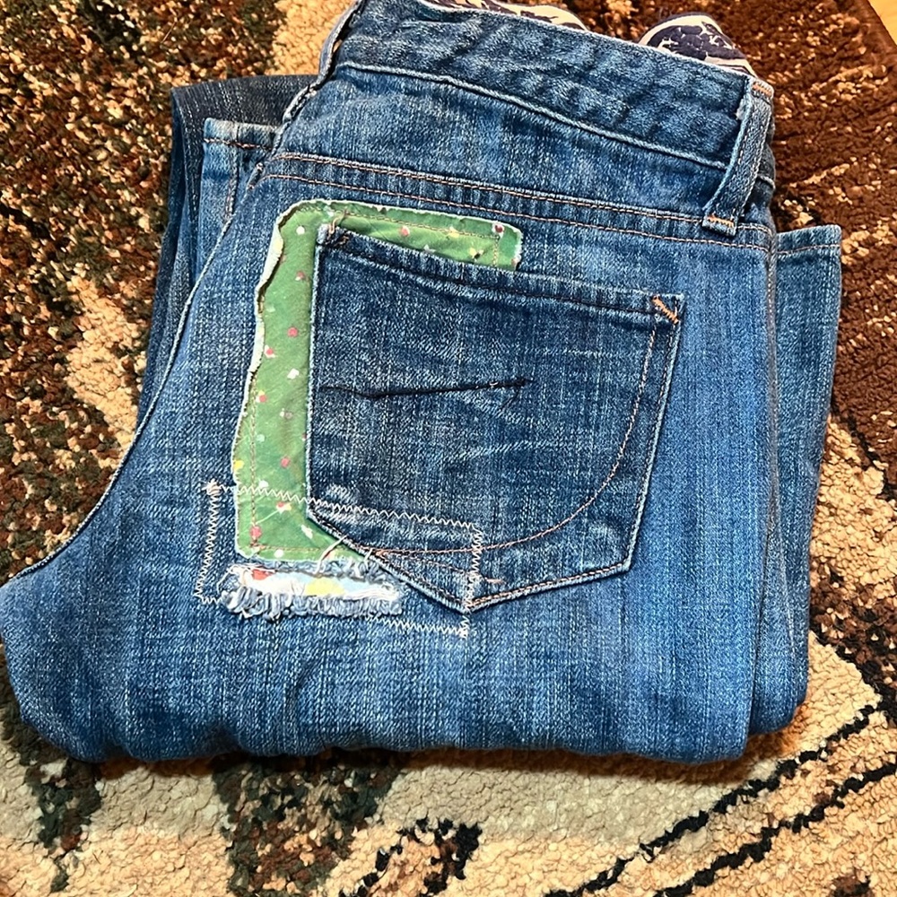 Paper Denim & Cloth Flare Jeans with Green Patch